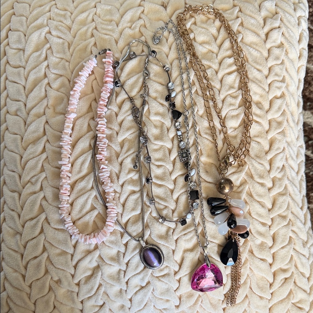 Unique Vintage Pink and Gold Necklace Collection
